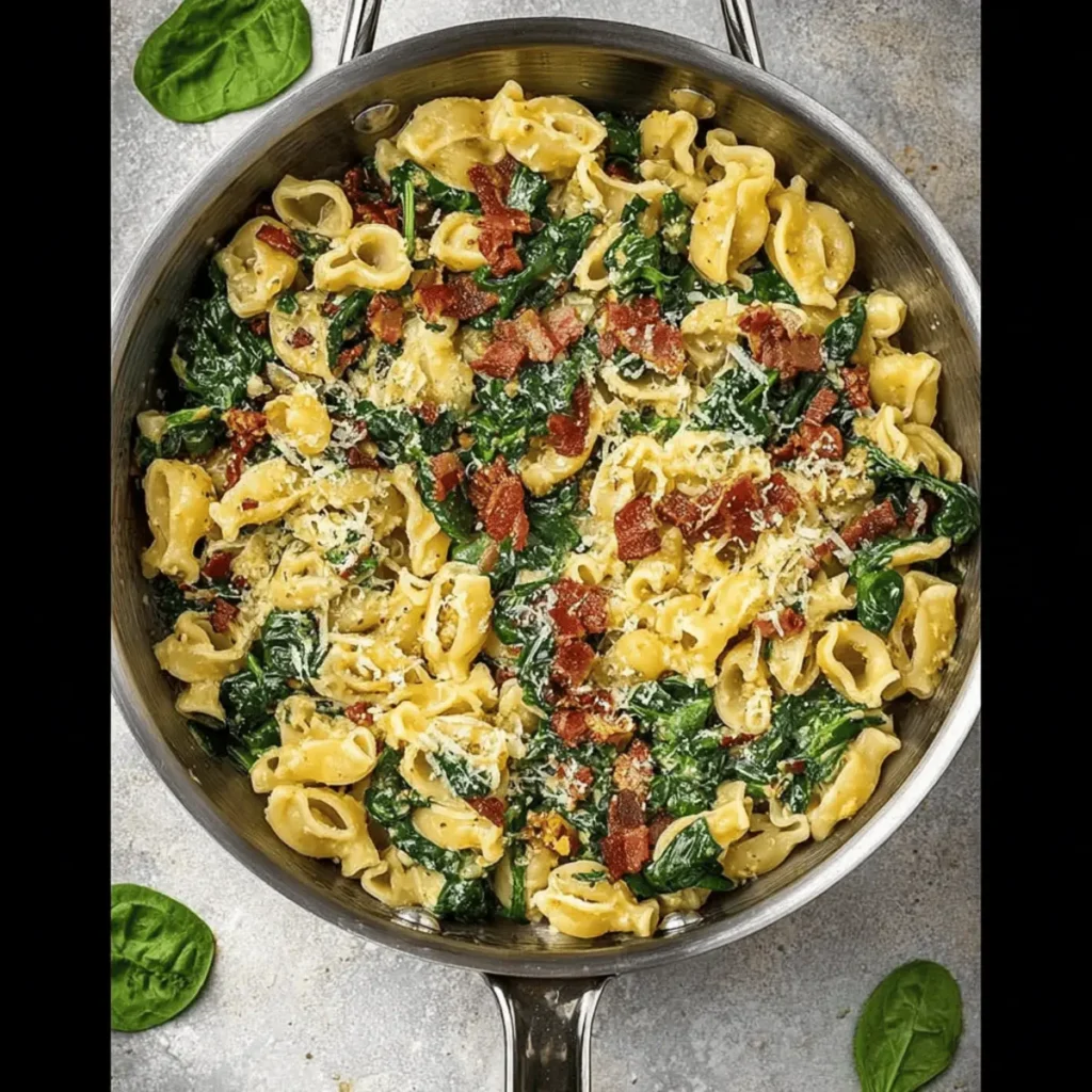 Bacon and Spinach Pasta with Parmesan