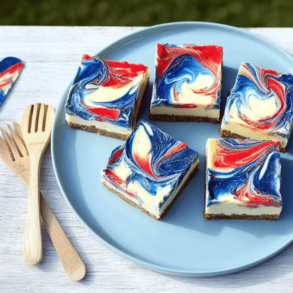 Blue Swirled Cheesecake Bars