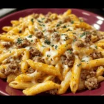 Cheesy Penne with Garlic Butter Ground Beef