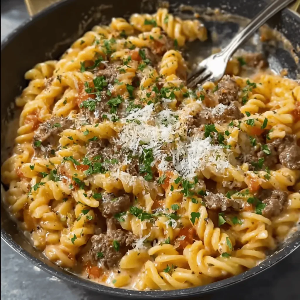 Creamy Beef and Garlic Butter Pasta