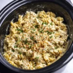 Crockpot Parmesan Garlic Chicken Pasta
