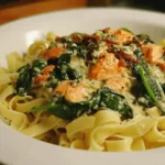 Salmon and Spinach Fettuccine