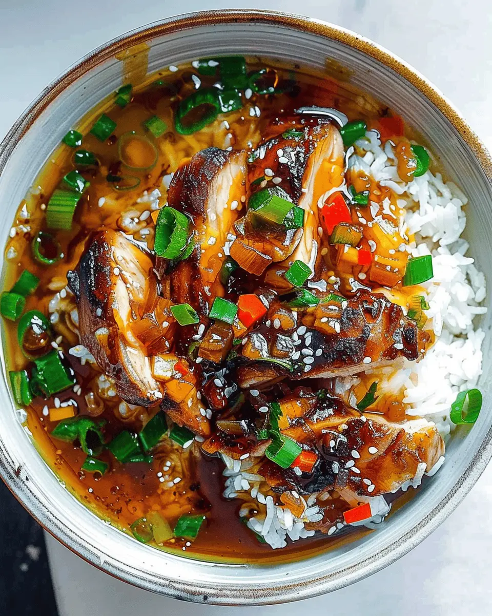 Caramelised Soy Chicken: A Juicy Delight in Garlic Ginger Broth with Rice