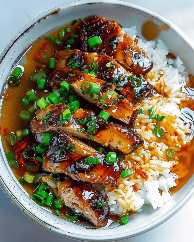 Caramelised Soy Chicken in Garlic Ginger Broth with Rice