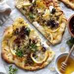 Cheesy Lemon Flatbread Pizza with Hot Honey