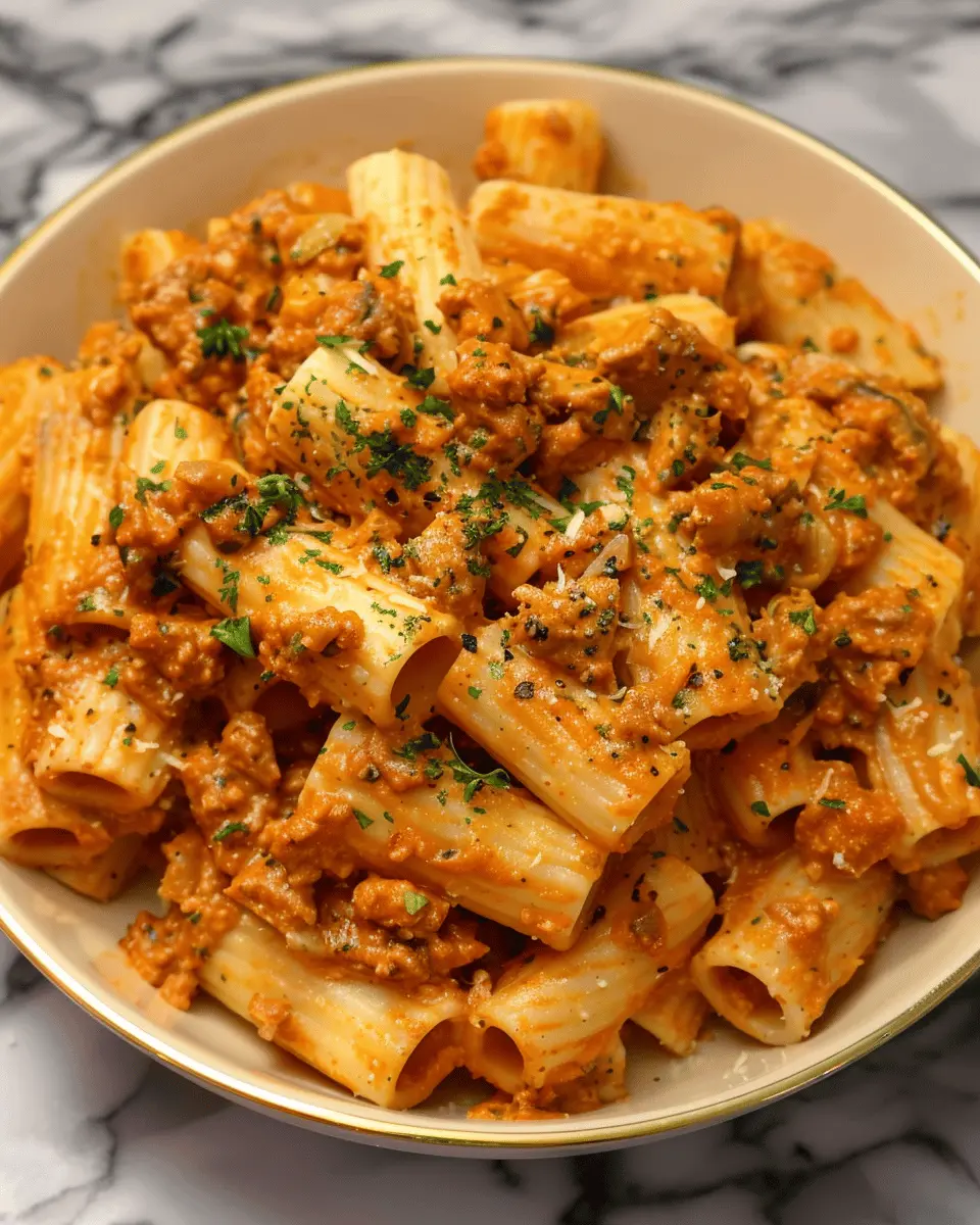 Creamy Rigatoni with Boursin Cheese: Indulgent Turkey Bacon Twist