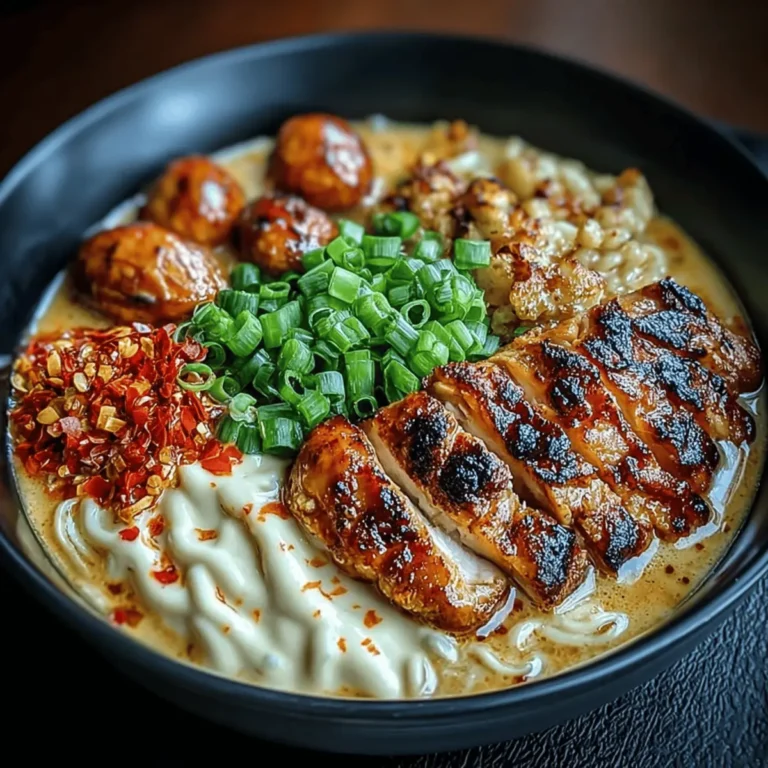 Fiery Chicken Ramen with Creamy Garlic Sauce