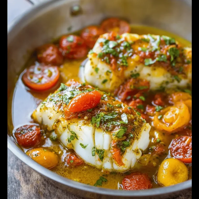 Pan-Seared Cod in White Wine Tomato Basil Sauce