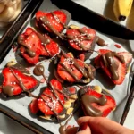 Healthy 4 ingredient Strawberry Banana Bark