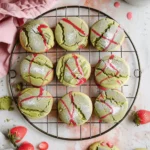 Matcha Marble Cookies With Strawberry Icing