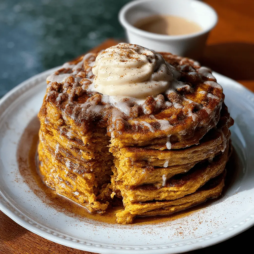 Pumpkin Cinnamon Roll Pancakes: Indulgent Fall Breakfast Delight