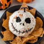 Jack Skellington Cheese Ball with Pumpkin Tortilla Chips