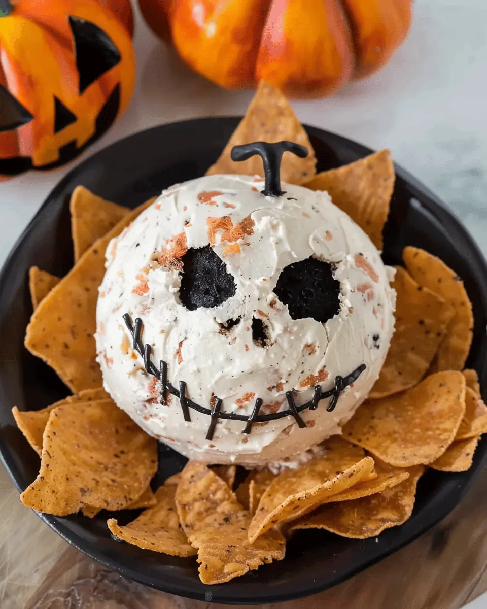 Jack Skellington Cheese Ball: Easy Delight with Pumpkin Tortilla Chips