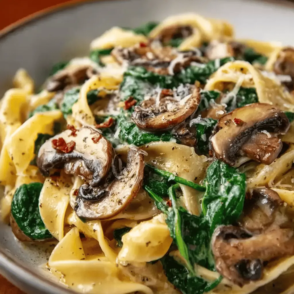 Spinach Mushroom Pasta: Easy Recipe with Turkey Bacon Twist
