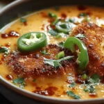 Soupe épicée aux jalapeños et croquettes de fromage grillé