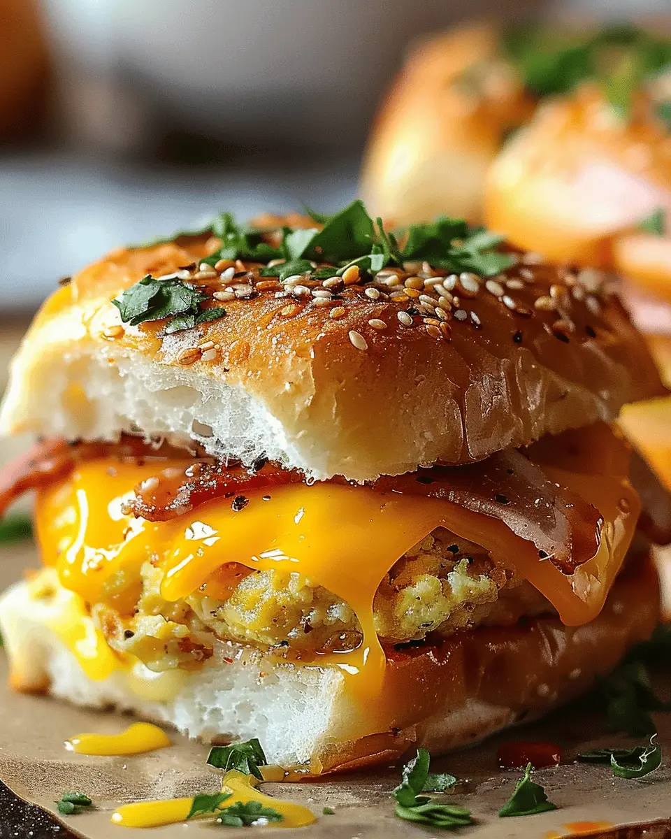 Tasty Hawaiian Roll Breakfast Sandwiches with Turkey Bacon Delight