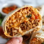 Cheesy Ground Chicken and Rice Burritos