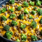 Cheesy Hamburger Broccoli Skillet