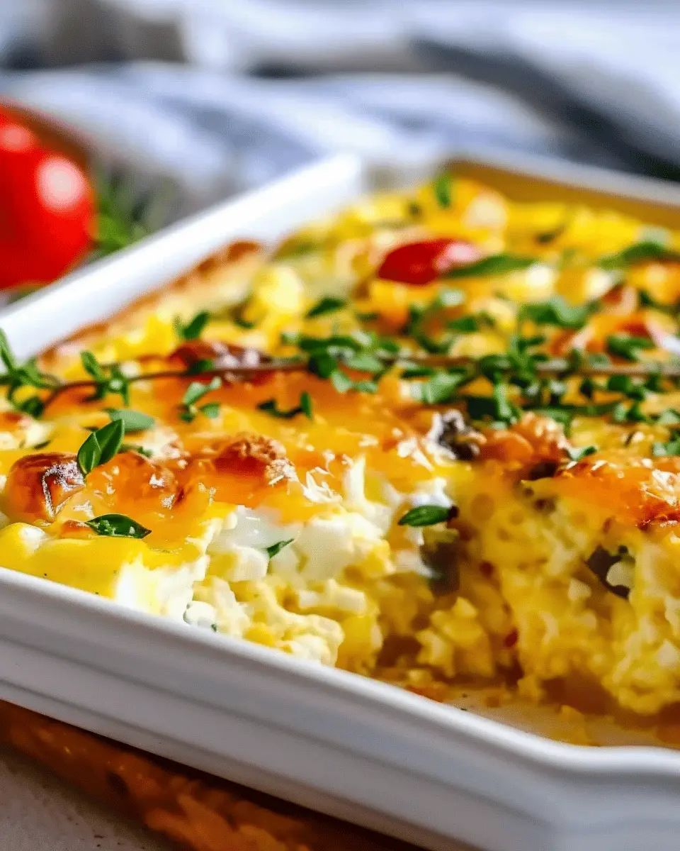 Cottage Cheese Egg Bake Casserole with Turkey Bacon and Chicken Ham