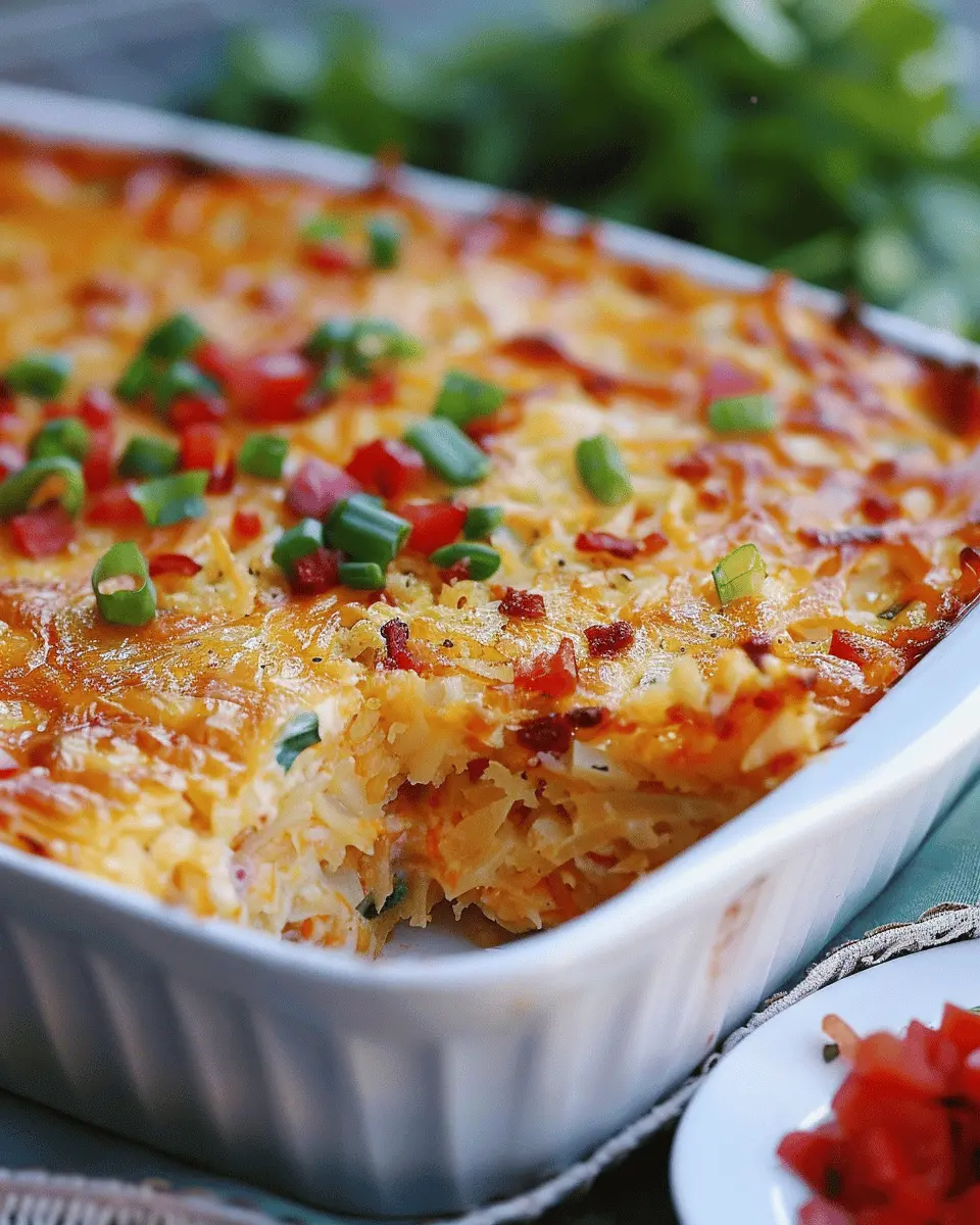 Pimento Cheese Hash Brown Casserole with Turkey Bacon Delight