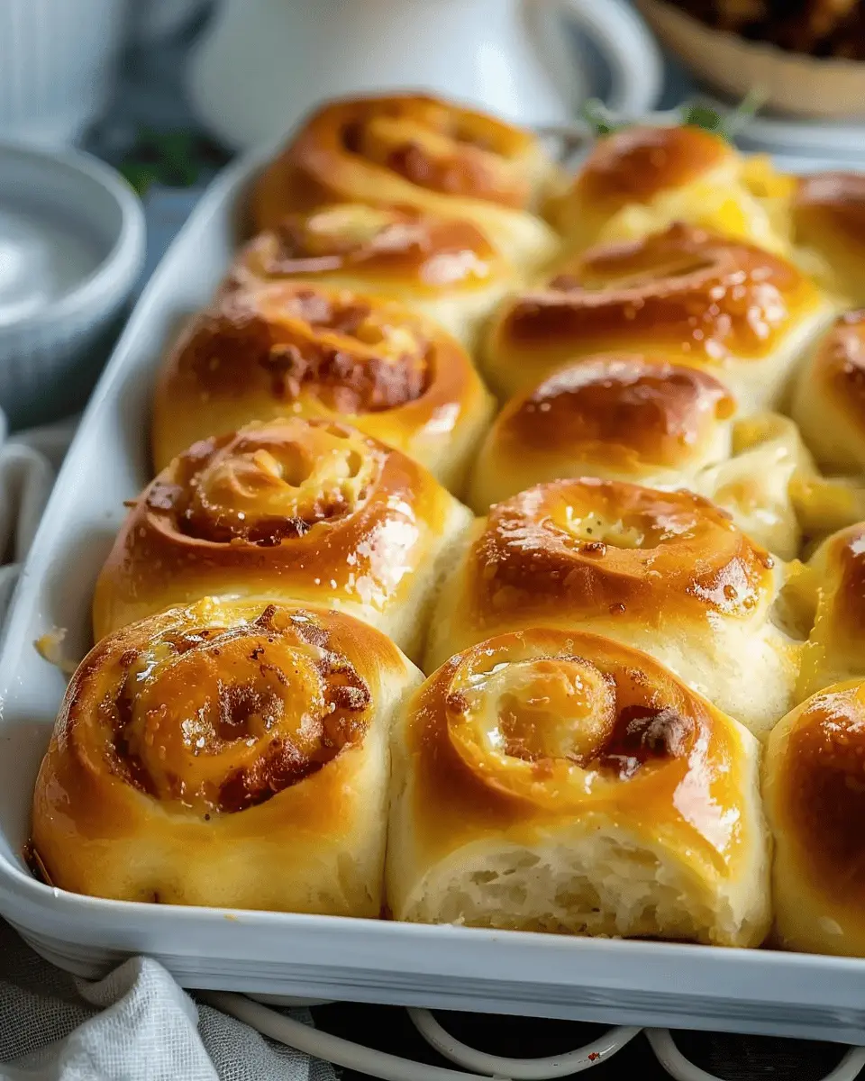 Soft and Savory Breakfast Rolls with Turkey Bacon and Chicken Ham