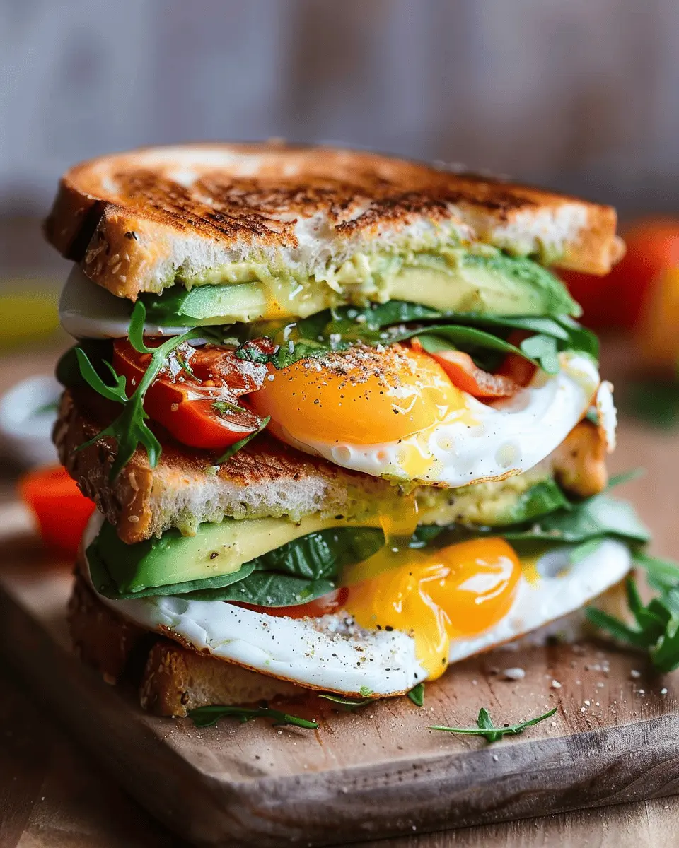 Healthy Avocado Egg Breakfast Sandwich Recipe with Turkey Bacon Delight