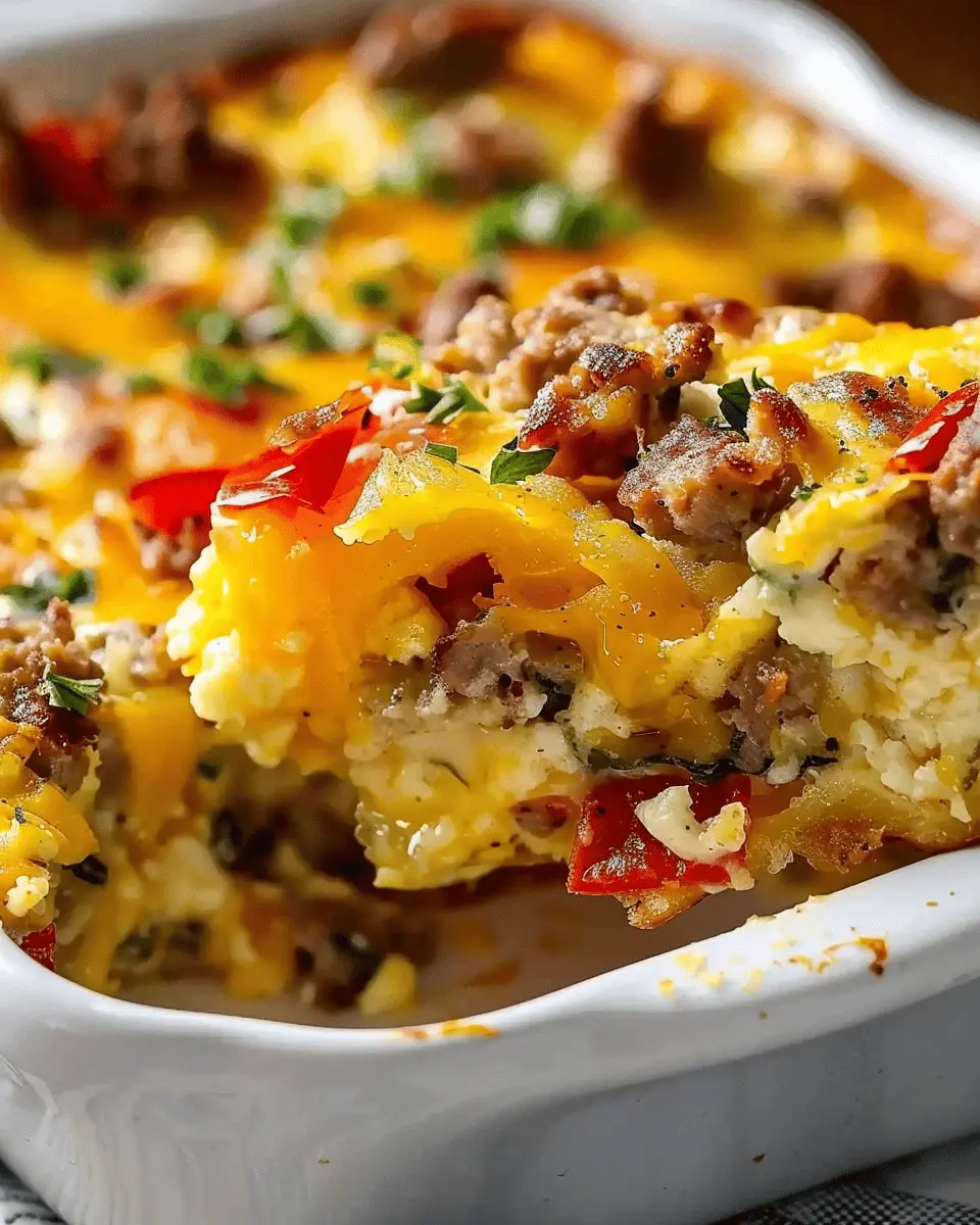 Homemade Breakfast Casserole with Turkey Bacon and Chicken Ham