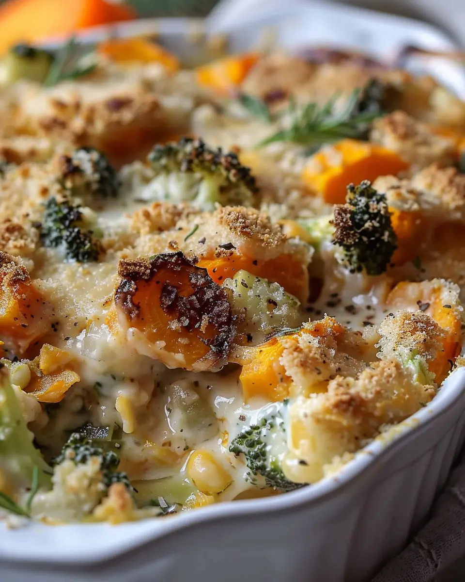 Creamy Winter Vegetable Casserole with Turkey Bacon Delight