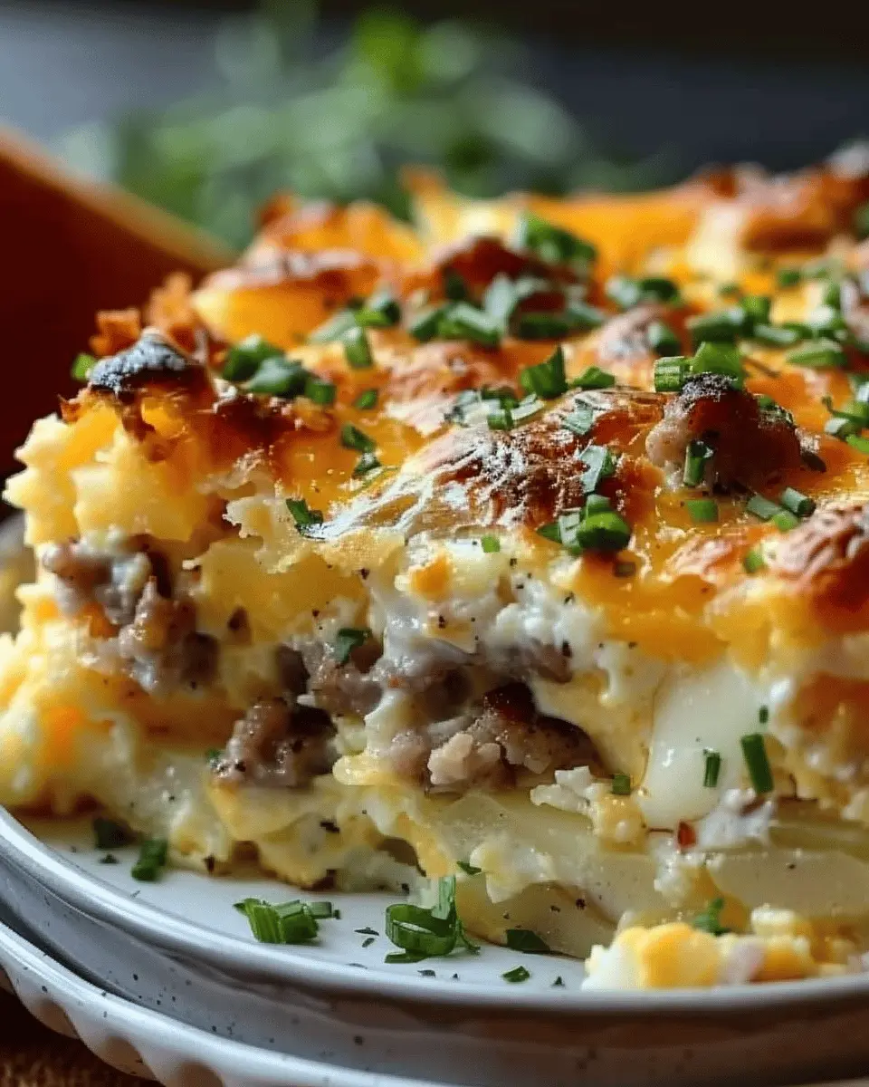 Sausage Egg Casserole: Easy Cream Cheese Hashbrown Delight