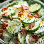 Creamy Cucumber Salad with Bacon and Cheese