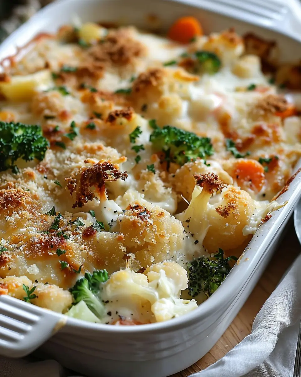 Creamy Winter Vegetable Casserole with Turkey Bacon Delight