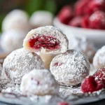 Raspberry Almond Snowball Cookies