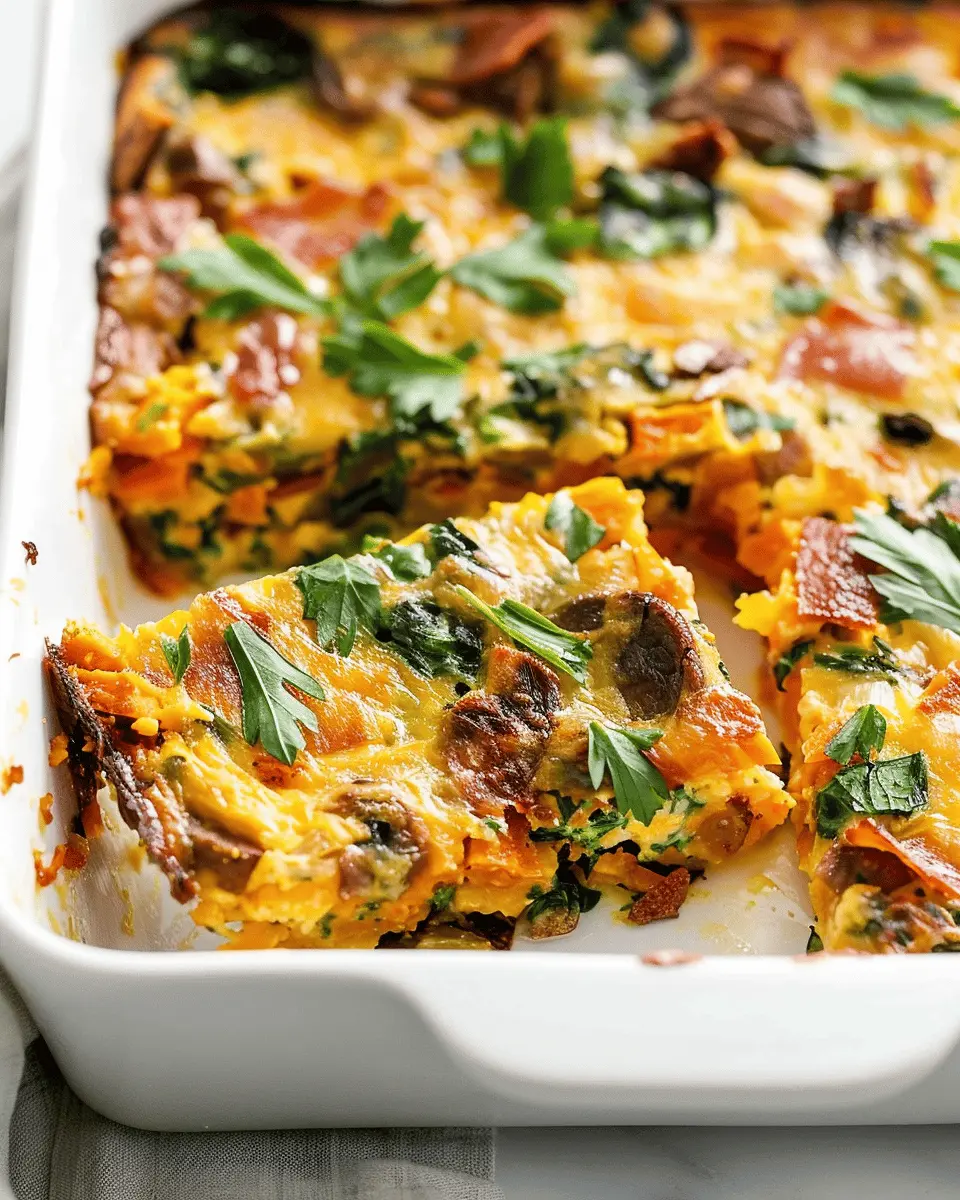 Sweet Potato Breakfast Casserole with Turkey Bacon Delight