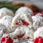 Raspberry Almond Snowball Cookies
