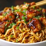 Sticky Garlic Chicken Noodles Recipe