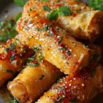 Oven Fried Feta Rolls with Chili Honey