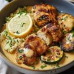 Creamy Lemon Butter Chicken with Crispy Zucchini Delight