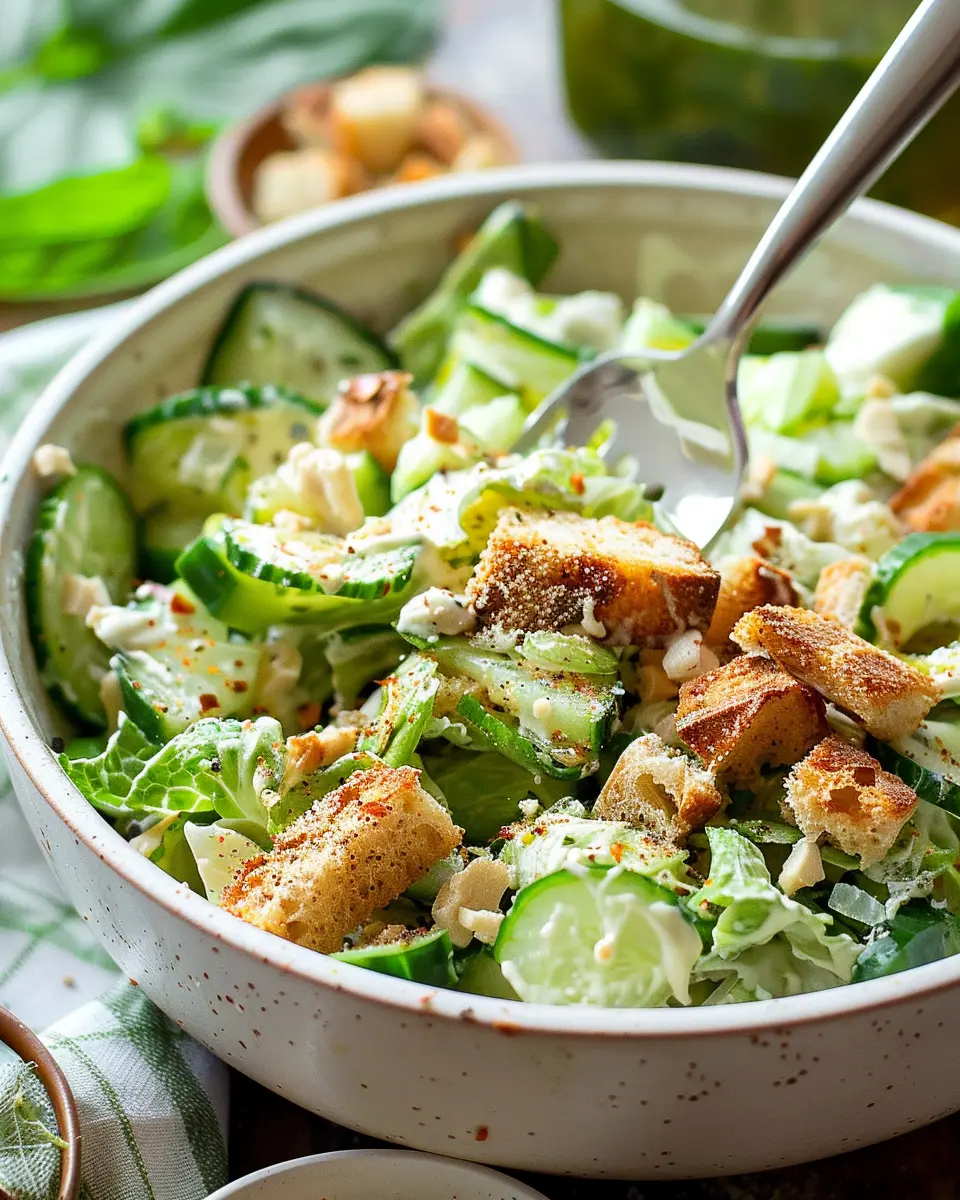 Cucumber Caesar Salad with Turkey Bacon: A Fresh Twist on Classic Flavors