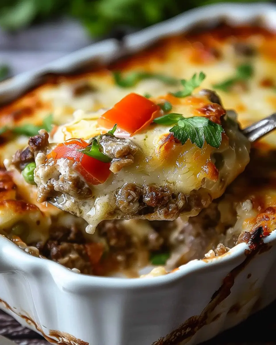 Low Carb Philly Cheesesteak Casserole with Turkey Bacon Delight