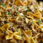 Cajun Cream Cheese Alfredo Bowties with Spiced Ground Beef