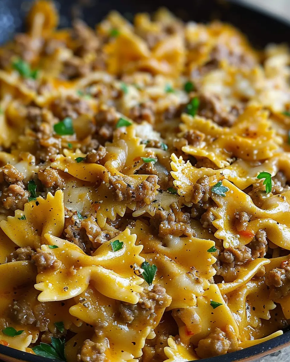 Cajun Cream Cheese Alfredo Bowties: Indulgent Spiced Ground Beef Delight