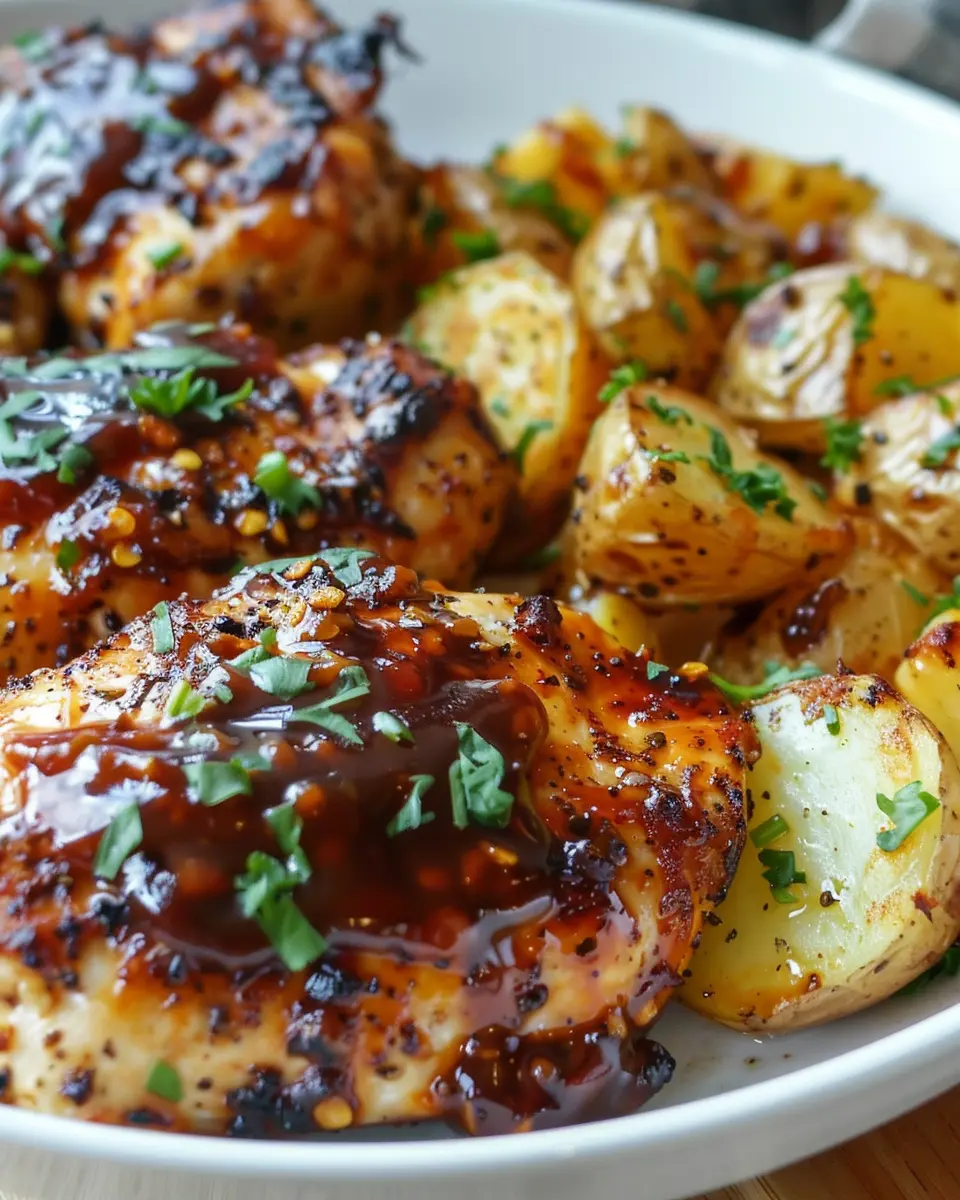 Honey BBQ Chicken: Easy Dinner with Garlic Potatoes Recipe