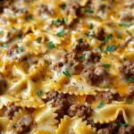 Cajun Cream Cheese Alfredo Bowties with Spiced Ground Beef