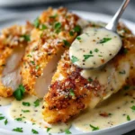 Creamy Parmesan Crusted Chicken with Garlic Sauce