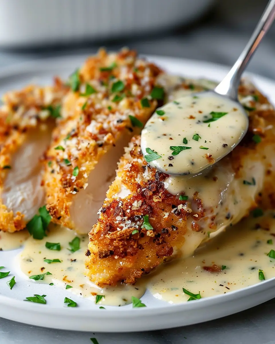 Creamy Parmesan Crusted Chicken with Garlic Sauce: Indulge Tonight