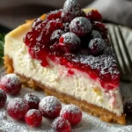 Christmas Cheesecake with Cranberry Jam and Sugared Cranberries