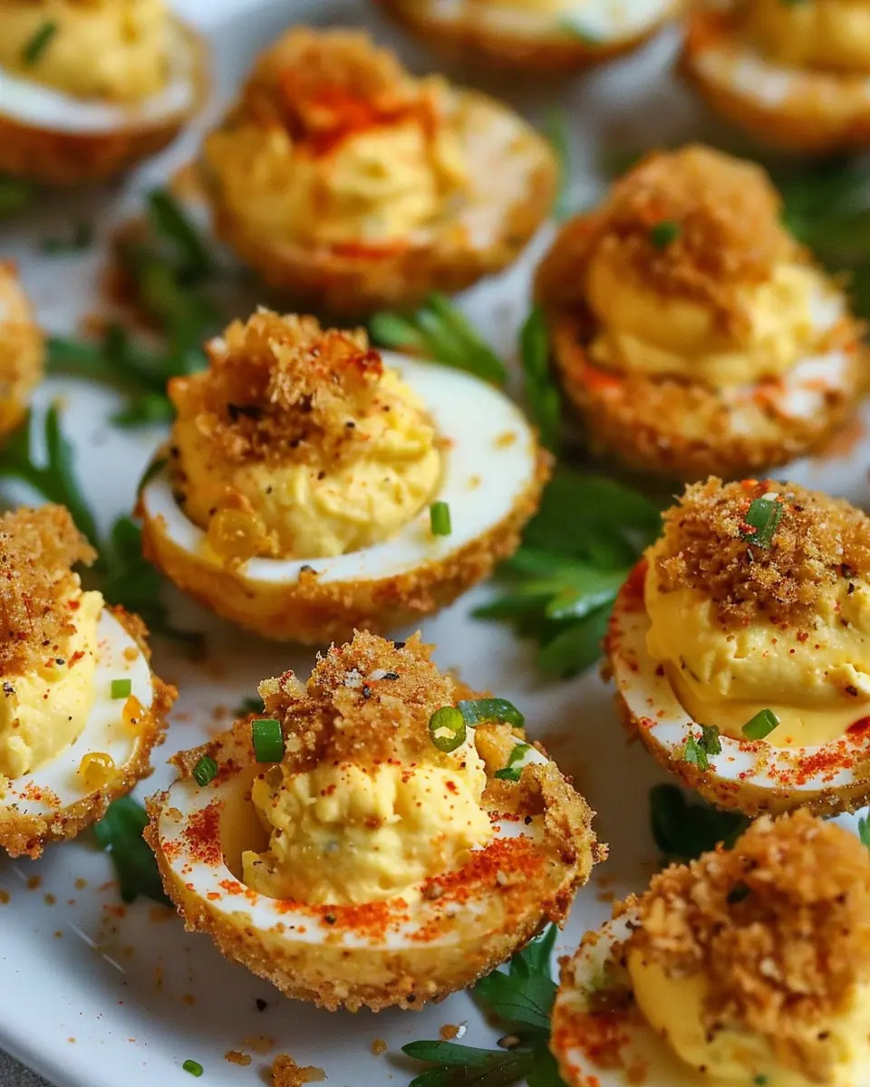 Cajun Style Fried Deviled Eggs with Turkey Bacon for a Twist