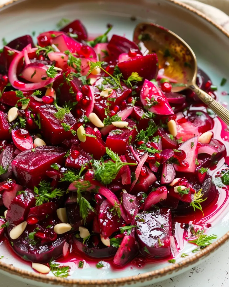 Pickled Beet Salad: Easy Recipe with Turkey Bacon and Nuts