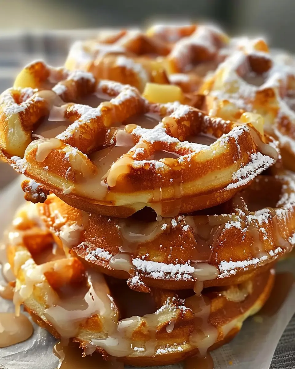 Apple Fritter Waffle Donuts: Indulgent Treats with Turkey Bacon