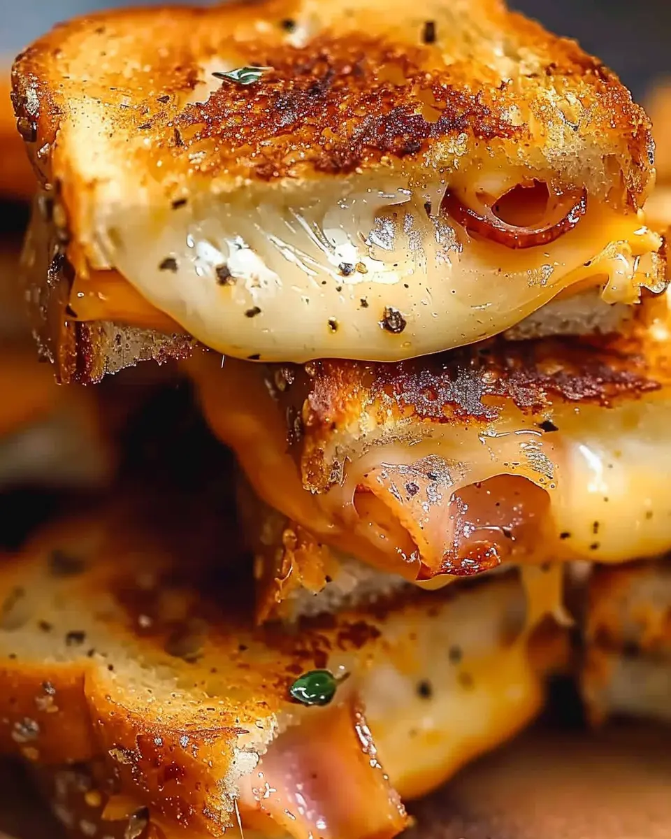 Hawaiian Roll Mini Grilled Cheese with Turkey Bacon and Chicken Ham